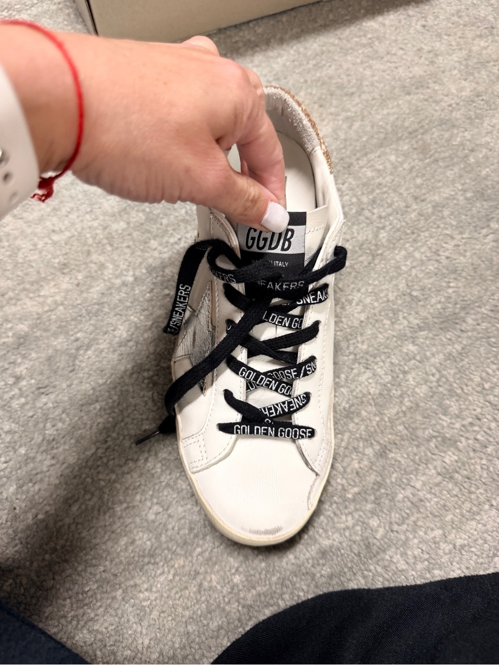 Golden Goose White Sneakers with Silver Star and Gold Heel - Picture 4 of 6